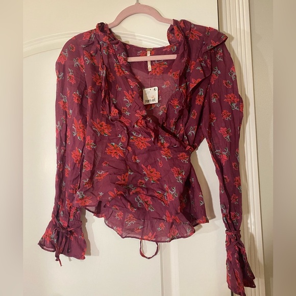 Free People Amanda‎ Ruffle Long Sleeve Top NWT - Picture 2 of 7